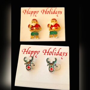 NWT Whimsical Christmas earring bundle Santa & Rudolph